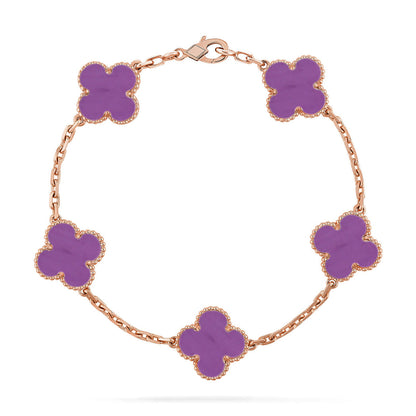 [LunaMar]LUCKY CLOVER 5-MOTIF BRACELET - VIOLET COLLECTION