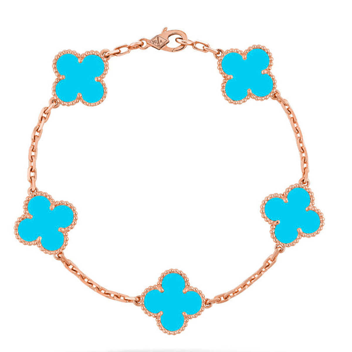 [LunaMar]LUCKY CLOVER 5-MOTIF BRACELET - TURQUOISE COLLECTION