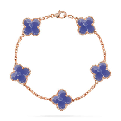 [LunaMar]LUCKY CLOVER 5-MOTIF BRACELET - BLUE LARIMAR COLLECTION
