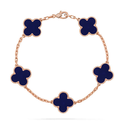 [LunaMar]LUCKY CLOVER 5-MOTIF BRACELET - LAPIS LAZULI COLLECTION