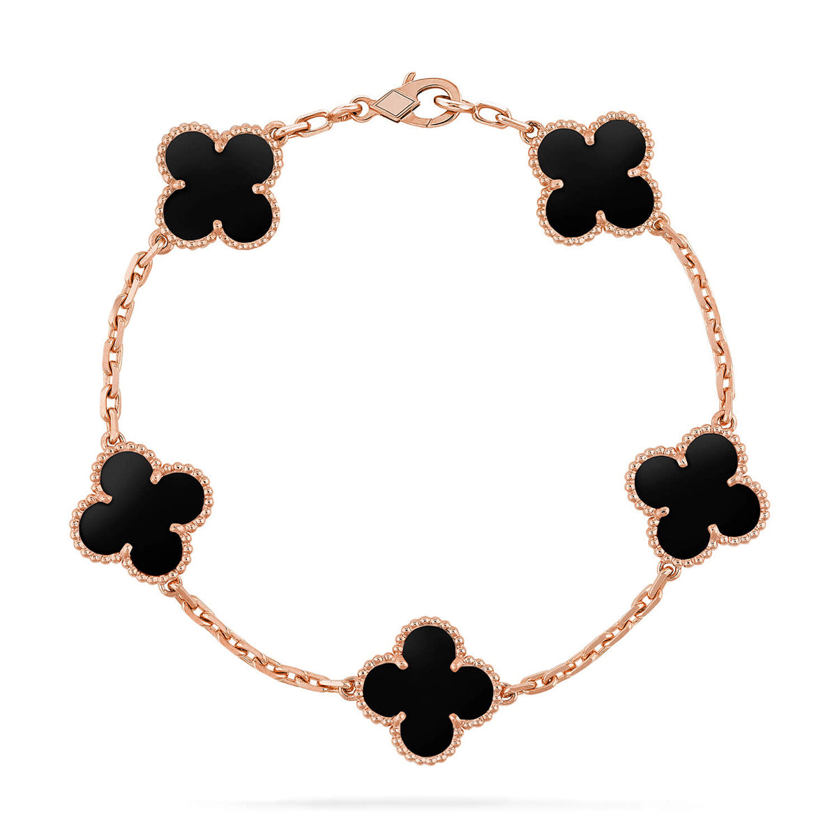 [LunaMar]LUCKY CLOVER 5-MOTIF BRACELET - BLACK OXNY COLLECTION