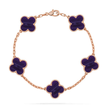 [LunaMar]LUCKY CLOVER 5-MOTIF BRACELET - CHAROITE COLLECTION