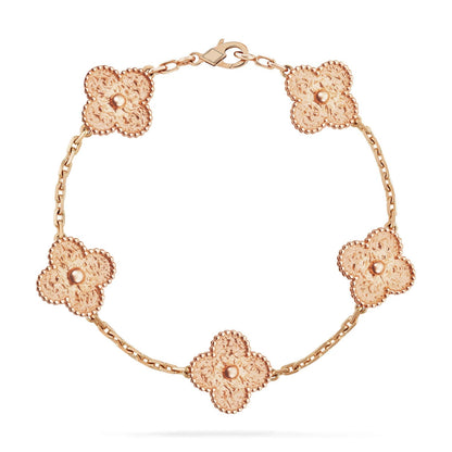 [LunaMar]LUCKY CLOVER 5-MOTIF BRACELET - BRONZING