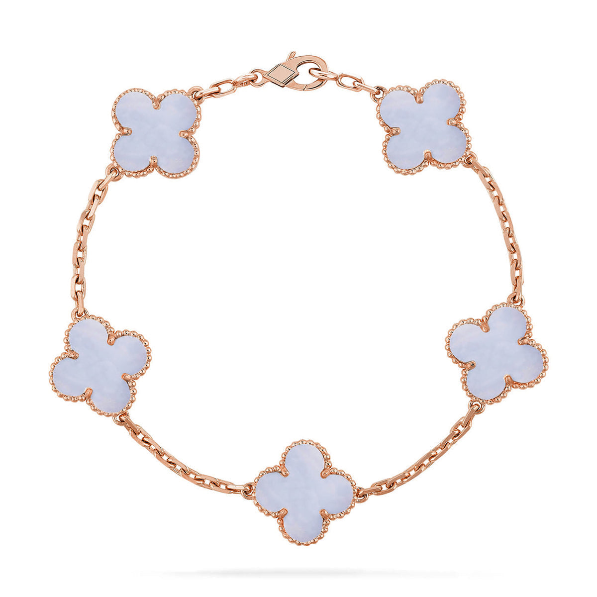 [LunaMar]LUCKY CLOVER 5-MOTIF BRACELET - PURPLE CHALCEDONY COLLECTION