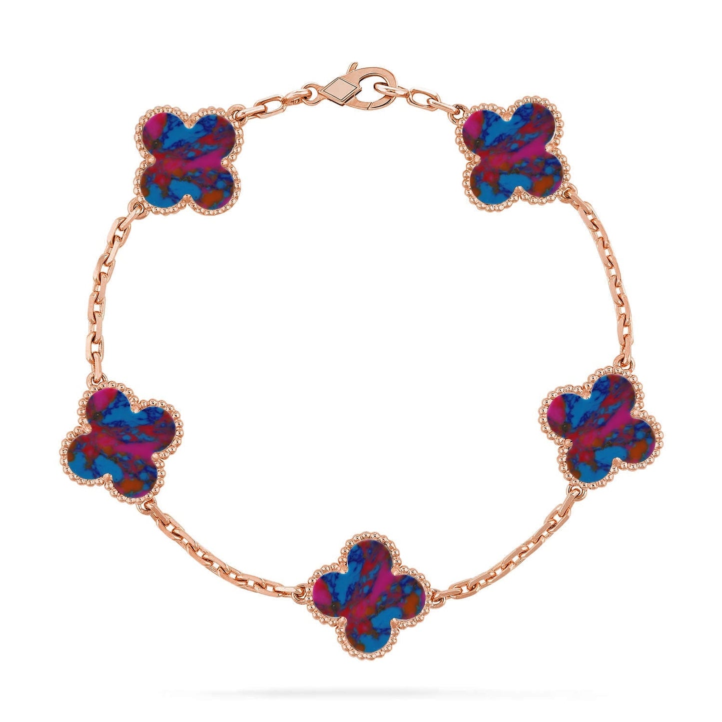 [LunaMar]LUCKY CLOVER 5-MOTIF BRACELET - MULTI-GEM COLLECTION