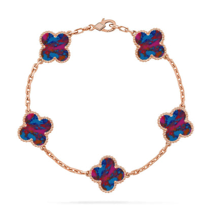 [LunaMar]LUCKY CLOVER 5-MOTIF BRACELET - MULTI-GEM COLLECTION