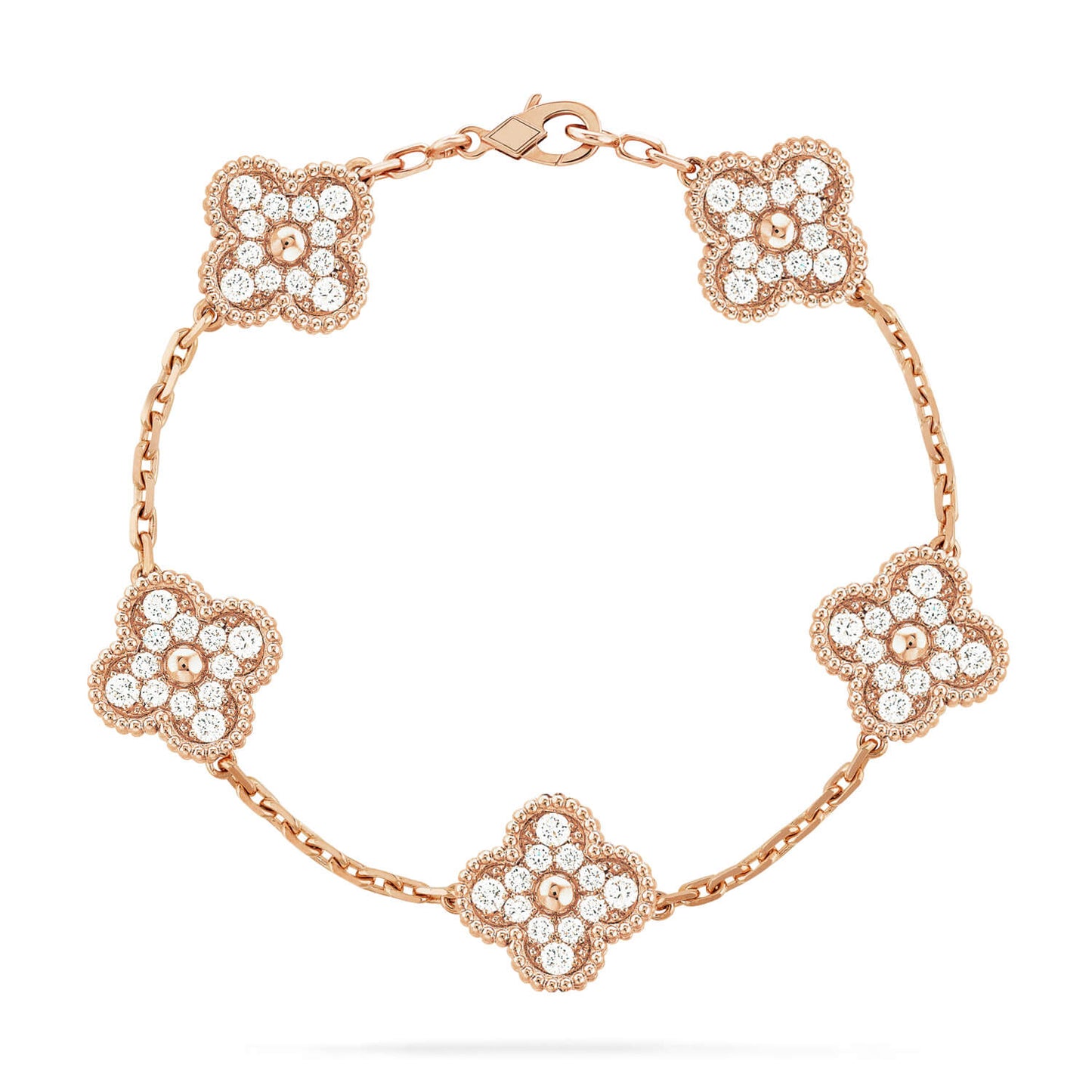 [LunaMar]LUCKY CLOVER 5-MOTIF BRACELET - FULL-DIAMOND