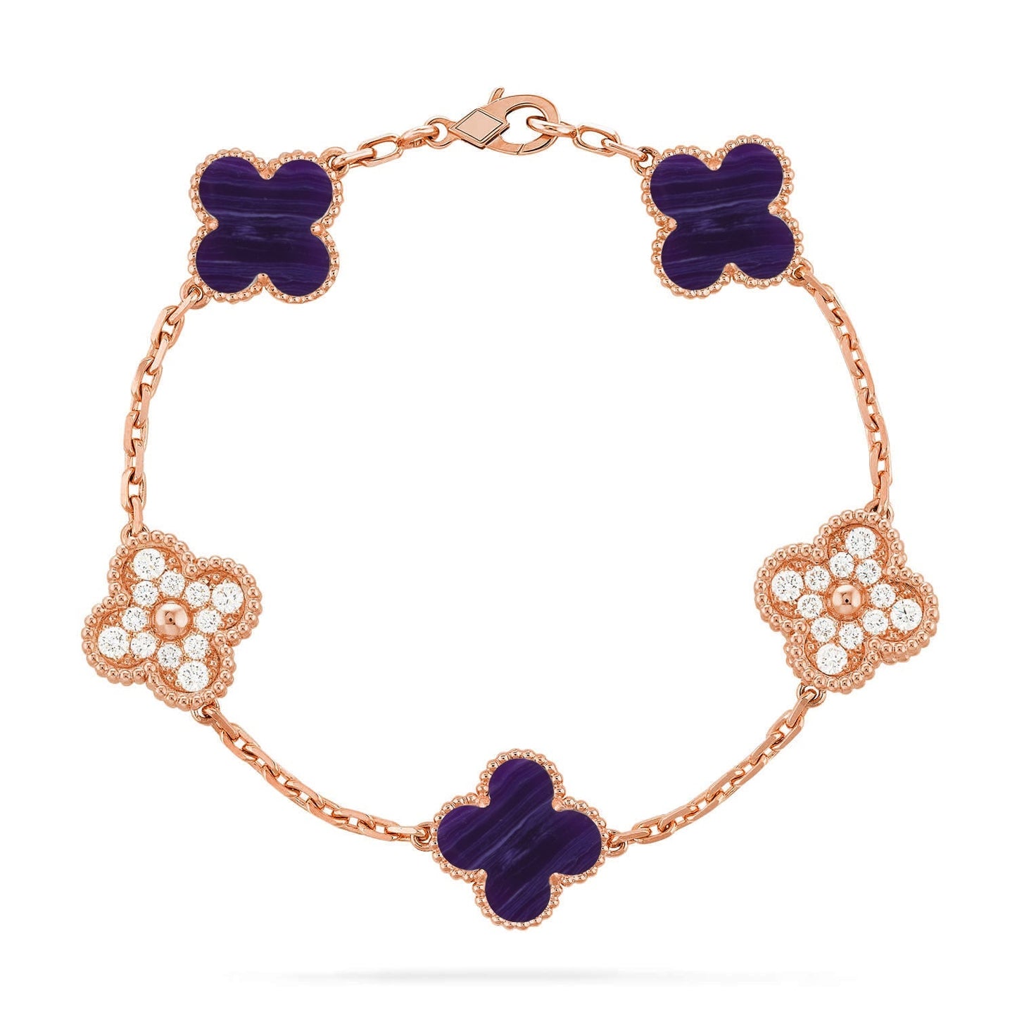 [LunaMar]LUCKY CLOVER 5-MOTIF BRACELET - CHAROITE COLLECTION