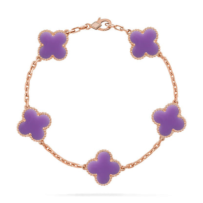 [LunaMar]LUCKY CLOVER 5-MOTIF BRACELET - LAVENDER COLLECTION