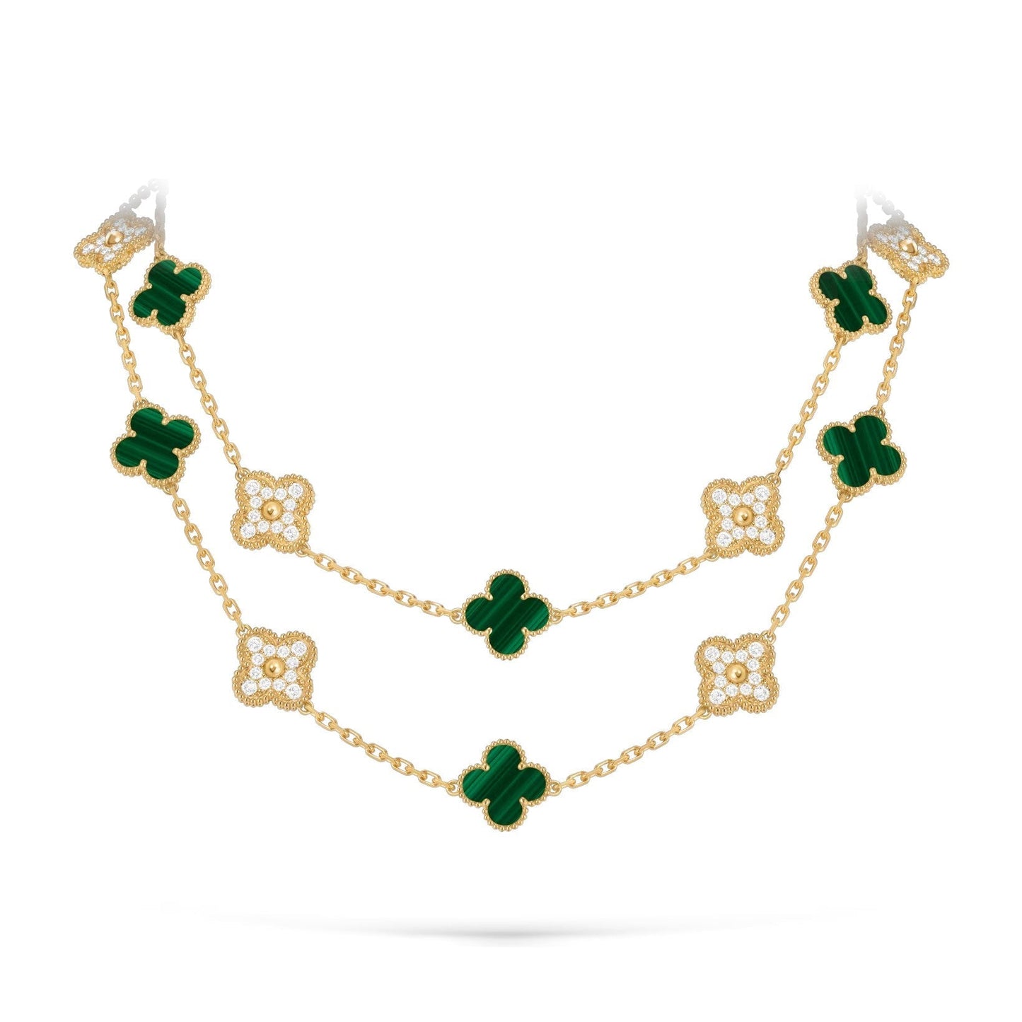 [LunaMar]CLASSIC 20-MOTIF LUCKY CLOVER LONG NECKLACE GOLD COLLECTION