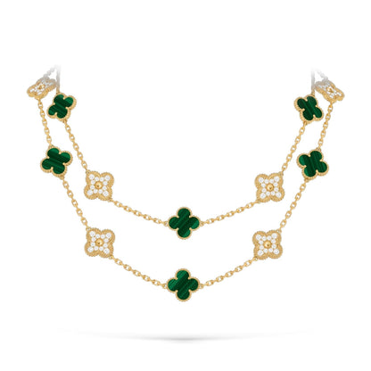 [LunaMar]CLASSIC 20-MOTIF LUCKY CLOVER LONG NECKLACE GOLD COLLECTION