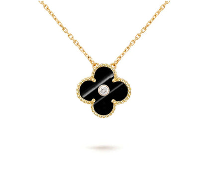 [LunaMar]15MM CLOVER FLOWER DIAMOND PENDANT NECKLACE COLLECTION
