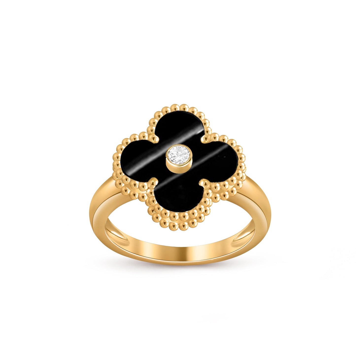[LunaMar]LUCKY CLOVER DIAMOND-ACCENT GOLD RING COLLECTION