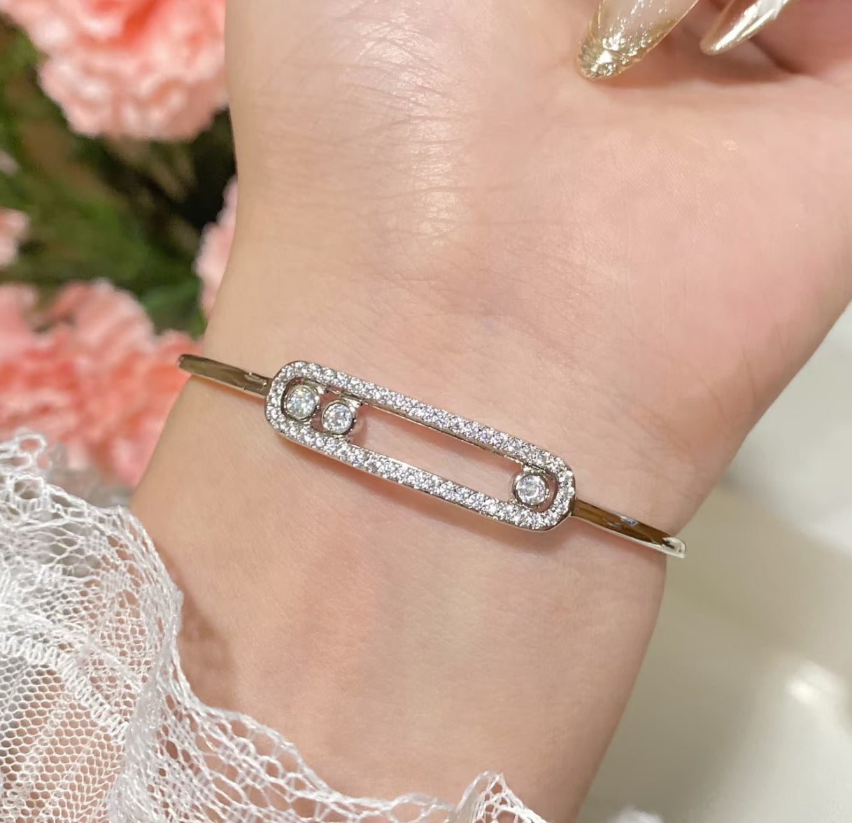 [LunaMar]MOVE PAVÉ DIAMOND BANGLE BRACELET M