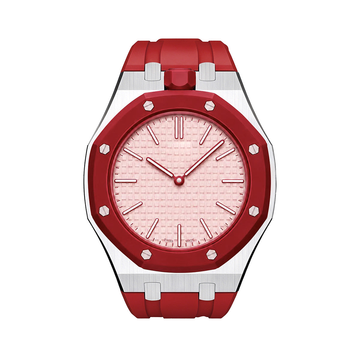 [LunaMar]OAK POP RED STEEL SILICONE STRAP