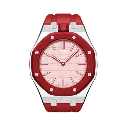 [LunaMar]OAK POP RED STEEL SILICONE STRAP