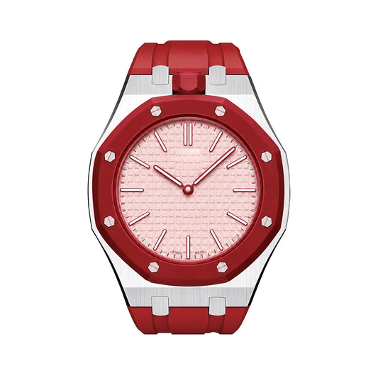[LunaMar]OAK POP RED STEEL SILICONE STRAP