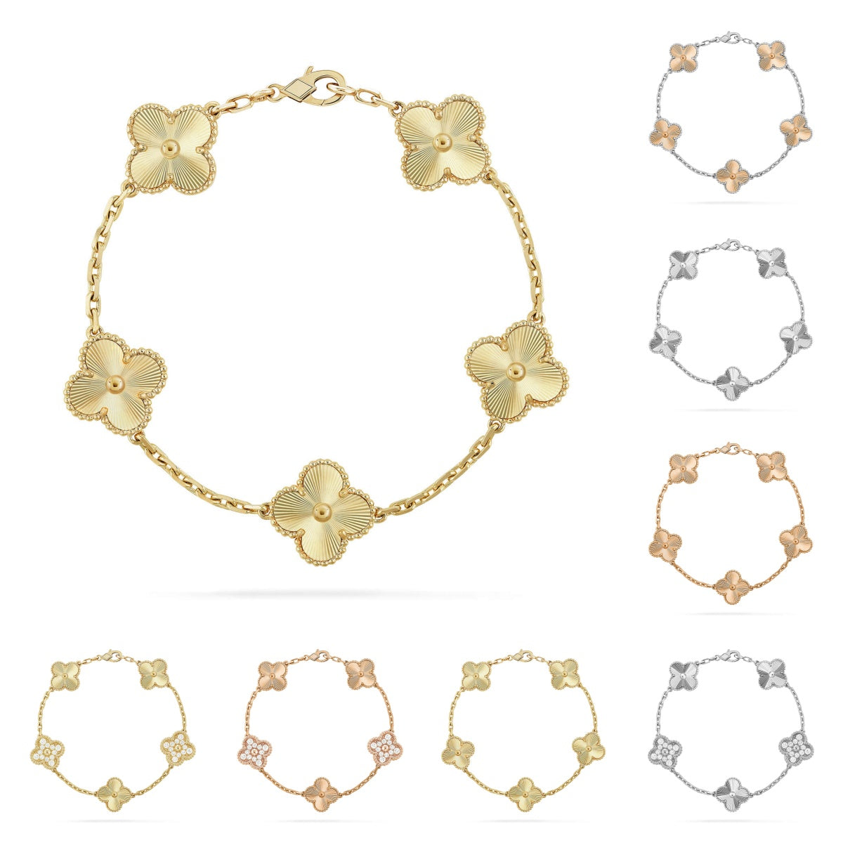 [LunaMar]LUCKY CLOVER 5-MOTIF BRACELET - LASER COLLECTION