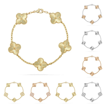 [LunaMar]LUCKY CLOVER 5-MOTIF BRACELET - LASER COLLECTION