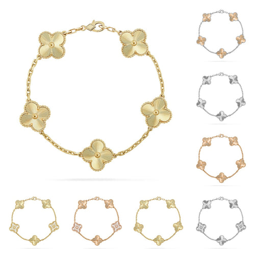 [LunaMar]LUCKY CLOVER 5-MOTIF BRACELET - LASER COLLECTION