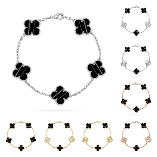 [LunaMar]LUCKY CLOVER 5-MOTIF BRACELET - PULSE STONE COLLECTION