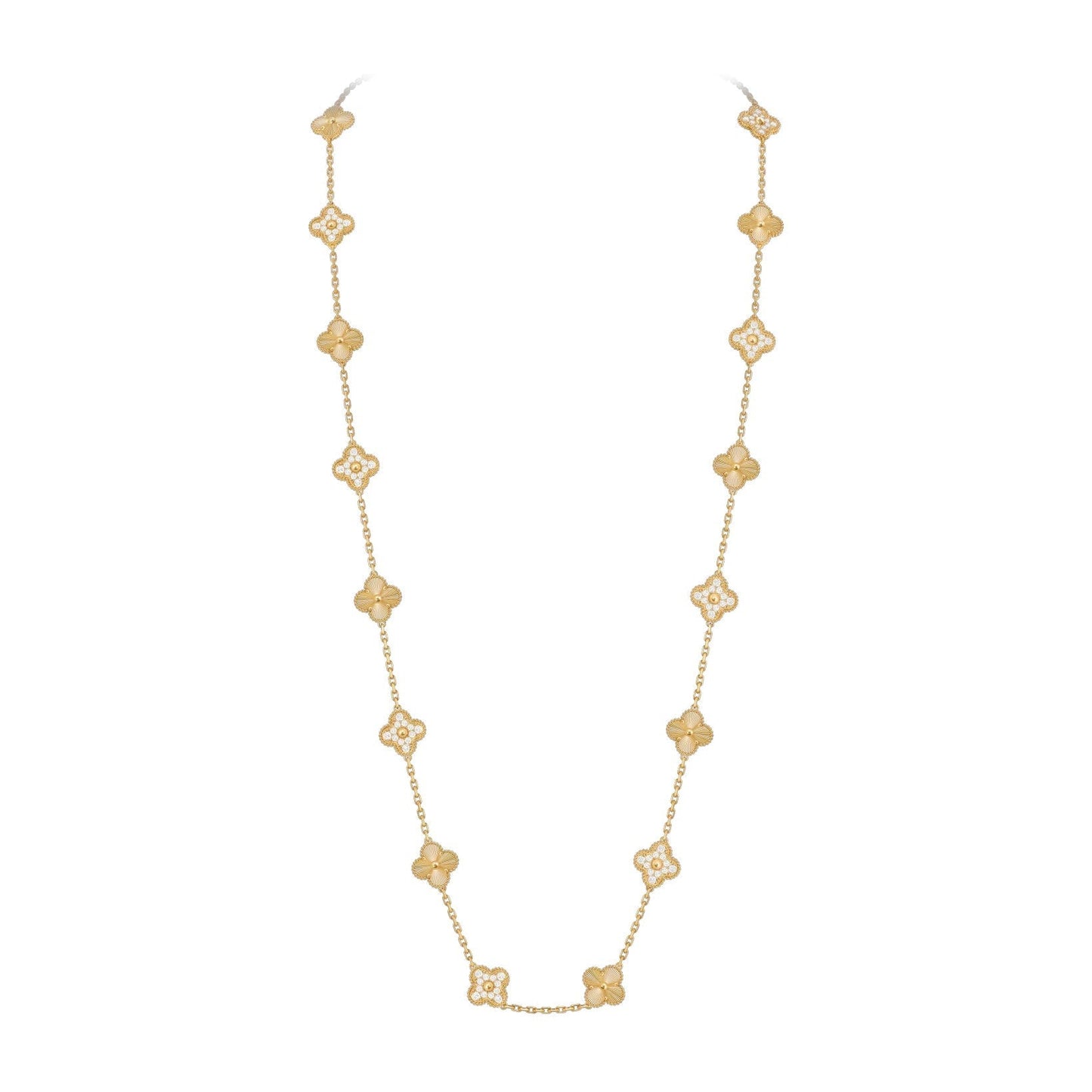 [LunaMar]CLASSIC 20-MOTIF LUCKY CLOVER LONG NECKLACE GOLD COLLECTION