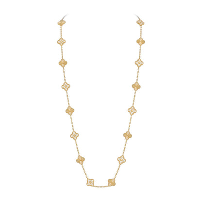 [LunaMar]CLASSIC 20-MOTIF LUCKY CLOVER LONG NECKLACE GOLD COLLECTION