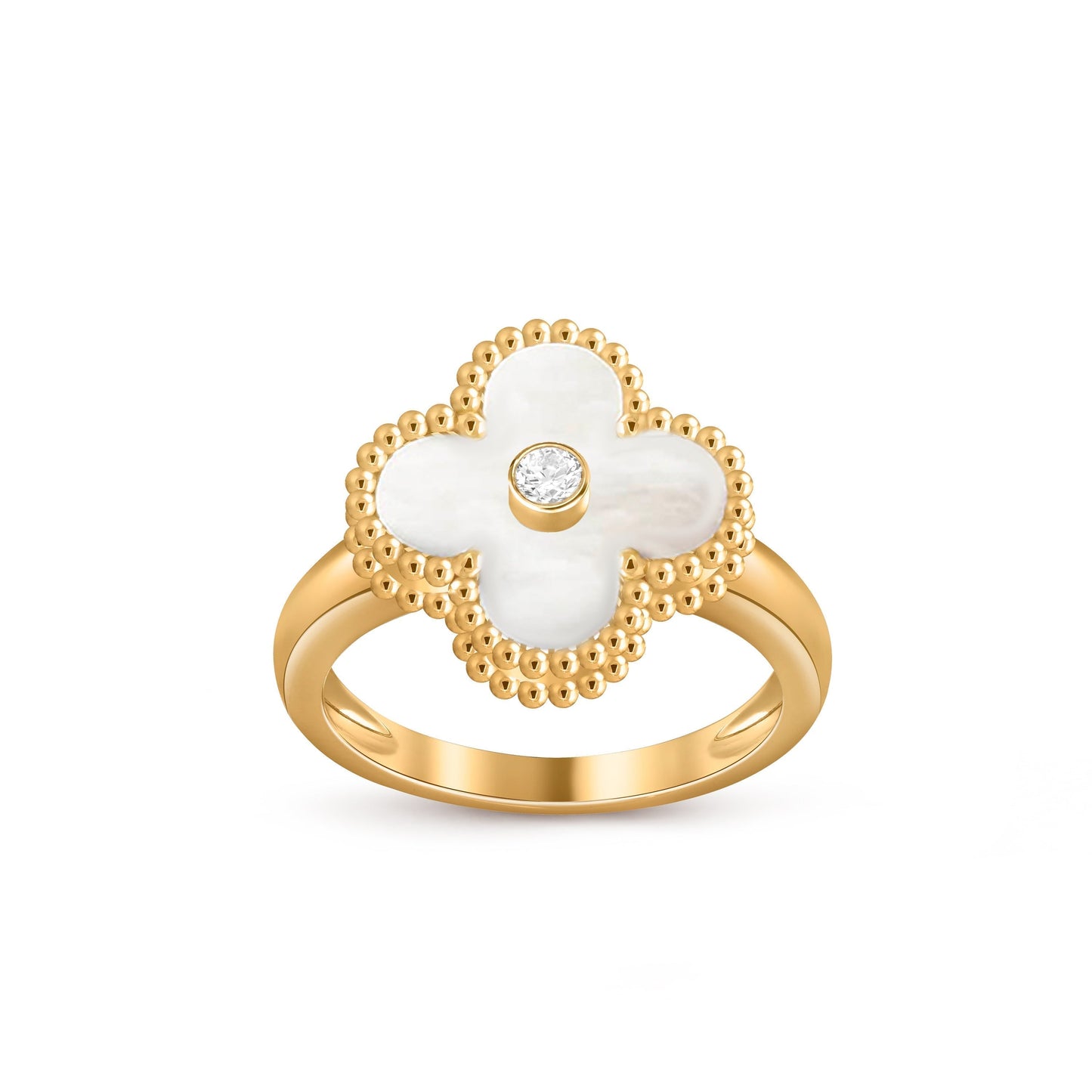 [LunaMar]LUCKY CLOVER DIAMOND-ACCENT GOLD RING COLLECTION