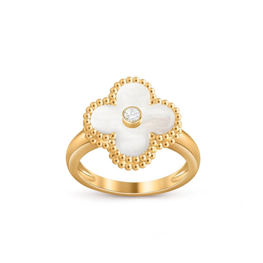 [LunaMar]LUCKY CLOVER DIAMOND-ACCENT GOLD RING COLLECTION