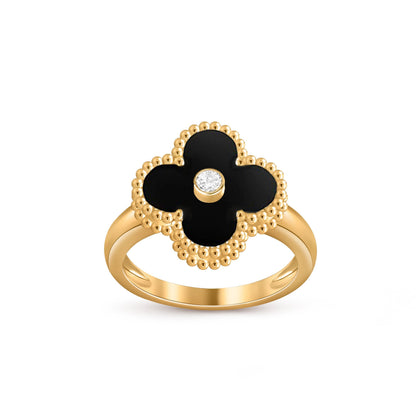[LunaMar]LUCKY CLOVER DIAMOND-ACCENT GOLD RING COLLECTION