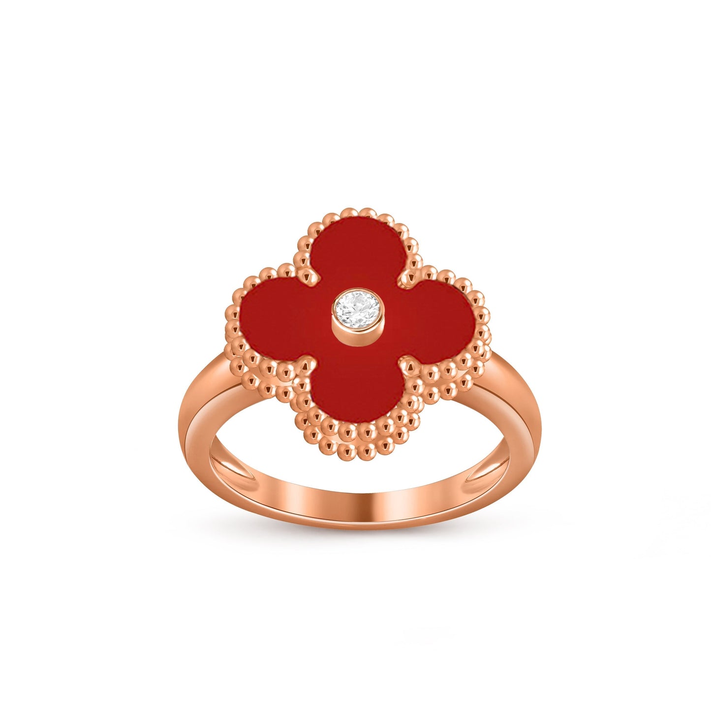 [LunaMar]LUCKY CLOVER DIAMOND-ACCENT ROSE GOLD RING COLLECTION