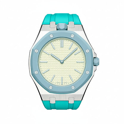 [LunaMar]OAK POP SKY BLUE STEEL SILICONE STRAP