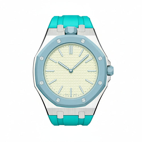 [LunaMar]OAK POP SKY BLUE STEEL SILICONE STRAP