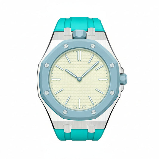 [LunaMar]OAK POP SKY BLUE STEEL SILICONE STRAP