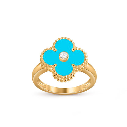 [LunaMar]LUCKY CLOVER DIAMOND-ACCENT GOLD RING COLLECTION