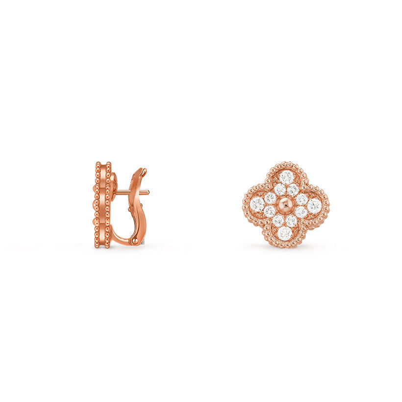 [LunaMar]15MM CLOVER FLOWER STUD EARRINGS ROSE GOLD COLLECTION