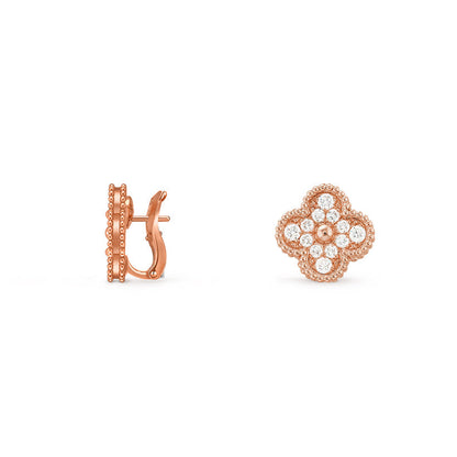 [LunaMar]15MM CLOVER FLOWER STUD EARRINGS ROSE GOLD COLLECTION