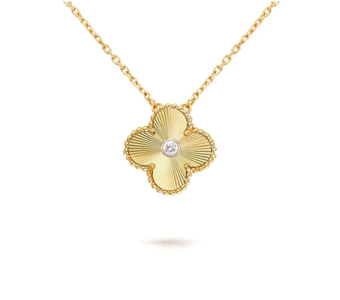 [LunaMar]15MM CLOVER FLOWER DIAMOND PENDANT NECKLACE COLLECTION