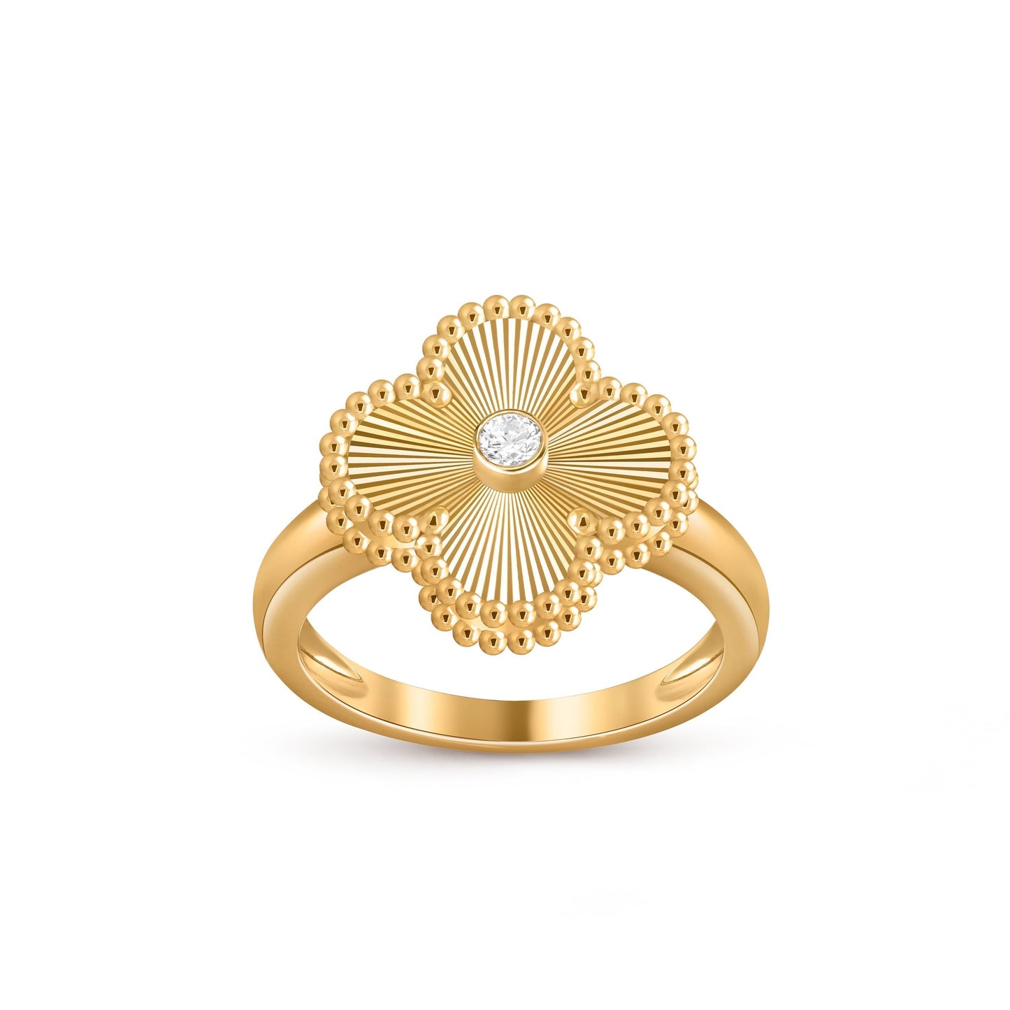 [LunaMar]LUCKY CLOVER DIAMOND-ACCENT GOLD RING COLLECTION