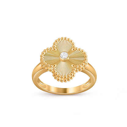 [LunaMar]LUCKY CLOVER DIAMOND-ACCENT GOLD RING COLLECTION