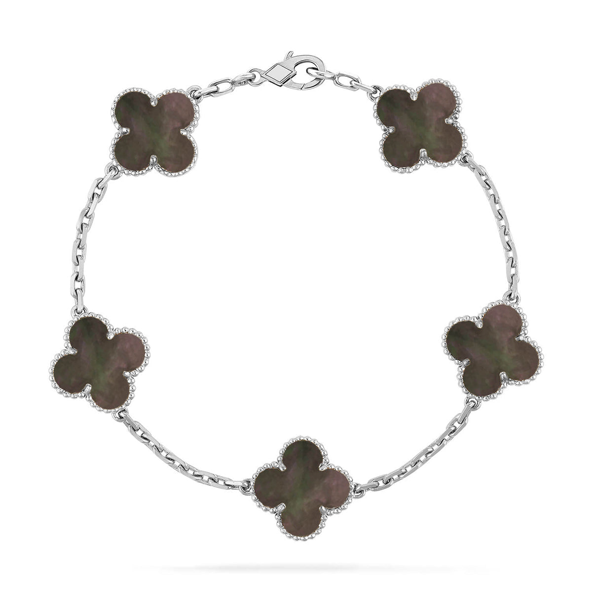 [LunaMar]LUCKY CLOVER 5-MOTIF BRACELET - GREY MOTHER-OF-PEARL COLLECTION