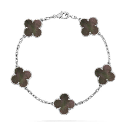 [LunaMar]LUCKY CLOVER 5-MOTIF BRACELET - GREY MOTHER-OF-PEARL COLLECTION