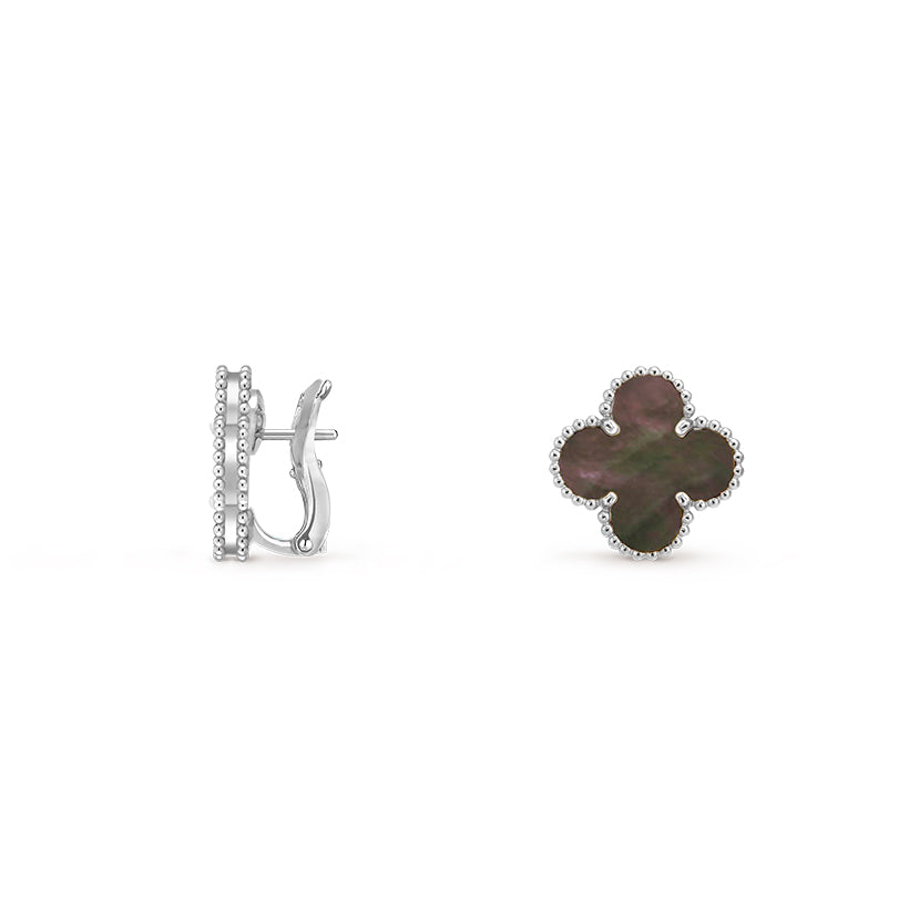 [LunaMar]15MM CLOVER FLOWER STUD EARRINGS WHITE GOLD COLLECTION