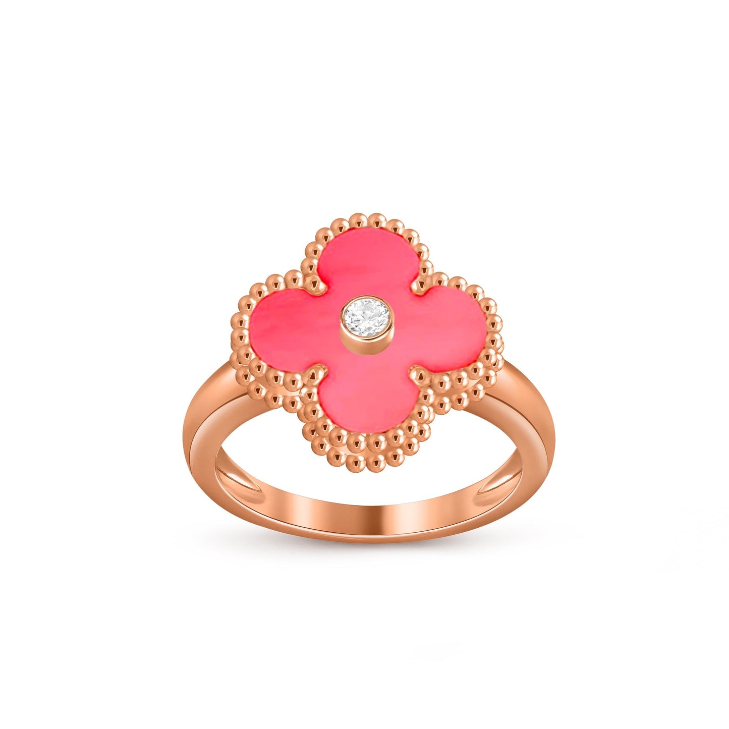 [LunaMar]LUCKY CLOVER DIAMOND-ACCENT ROSE GOLD RING COLLECTION