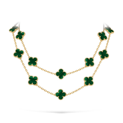 [LunaMar]CLASSIC 20-MOTIF LUCKY CLOVER LONG NECKLACE GOLD COLLECTION