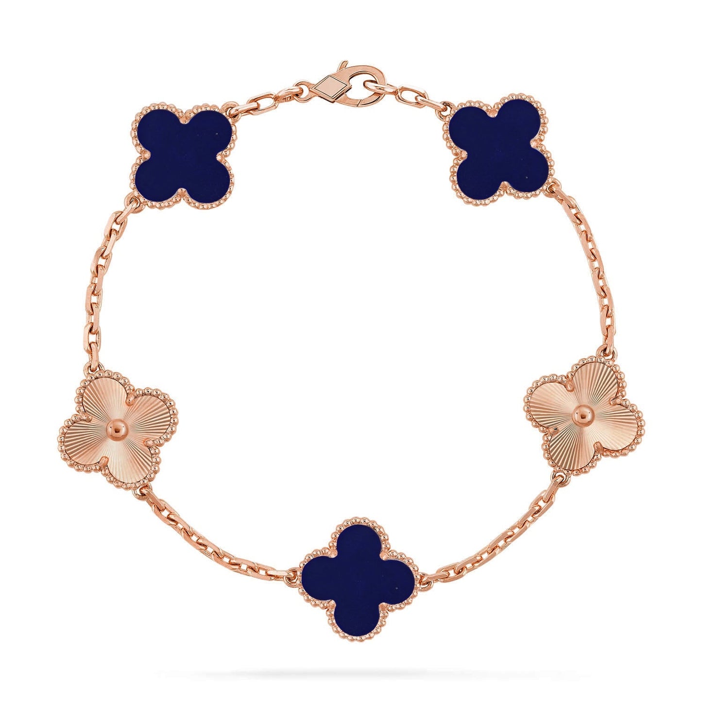 [LunaMar]LUCKY CLOVER 5-MOTIF BRACELET - LAPIS LAZULI COLLECTION