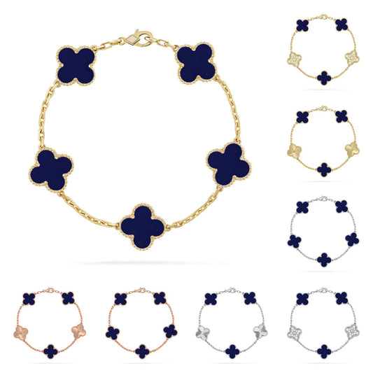 [LunaMar]LUCKY CLOVER 5-MOTIF BRACELET - LAPIS LAZULI COLLECTION