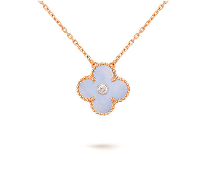 [LunaMar]15MM CLOVER FLOWER DIAMOND PENDANT NECKLACE COLLECTION
