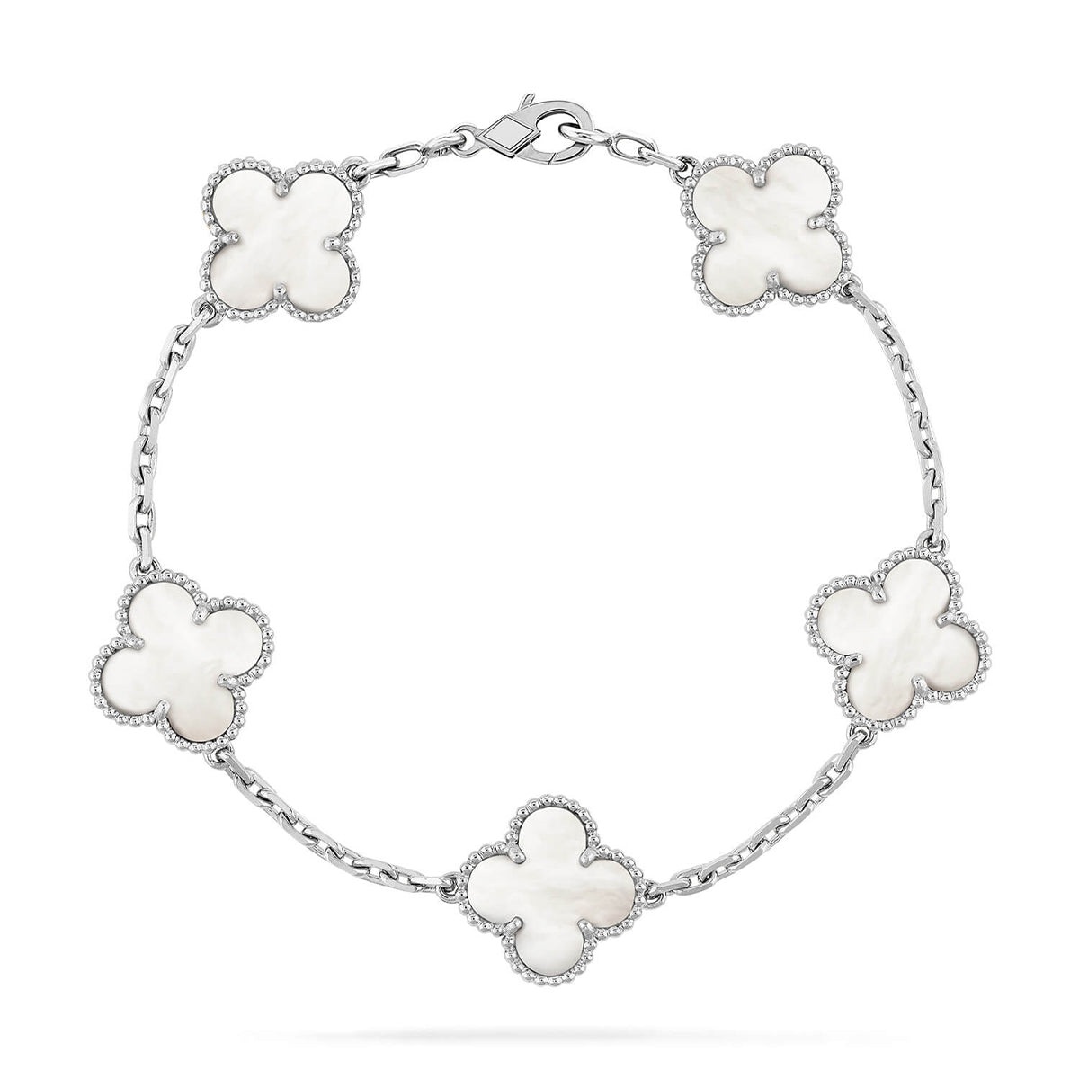 [LunaMar]LUCKY CLOVER 5-MOTIF BRACELET - WHITE MOTHER-OF-PEARL COLLECTION