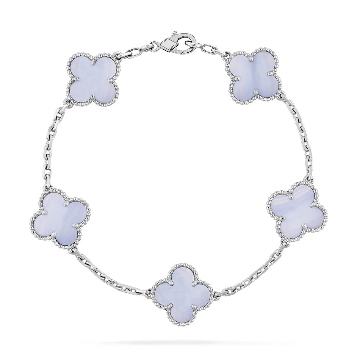 [LunaMar]LUCKY CLOVER 5-MOTIF BRACELET - PURPLE CHALCEDONY COLLECTION